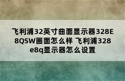 飞利浦32英寸曲面显示器328E8QSW画面怎么样 飞利浦328e8q显示器怎么设置